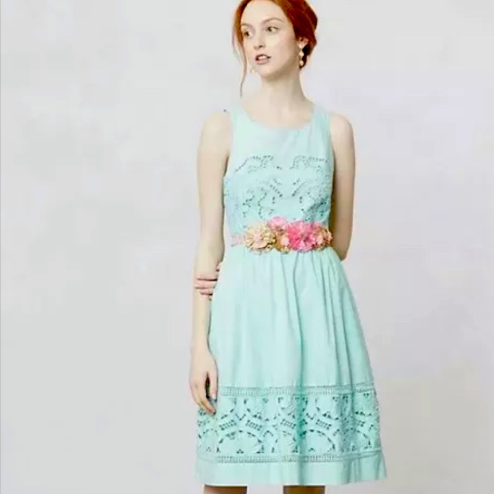 Anthropologie Meadow Rue Bottle Green Dress size 4